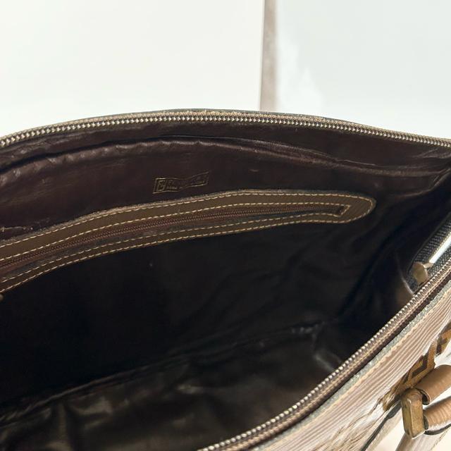 FENDI �t�F���f�B �Y�b�L�[�m �R�[�e�B���O�L�����o�X ���U�[ �n���h�o�b�O �u���E�� �S�[���h����
