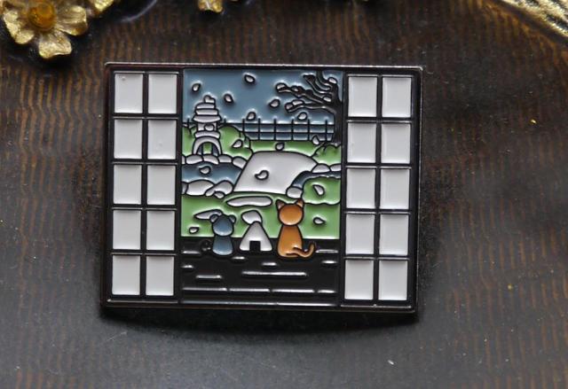新品 雪の日の縁側 ピンブローチ ピンバッジ ピンズ < 女性アクセサリー/時計  新品 雪の日の縁側 ピンブローチ ピンバッジ ピンズ  < 女性アクセサリー/時計の