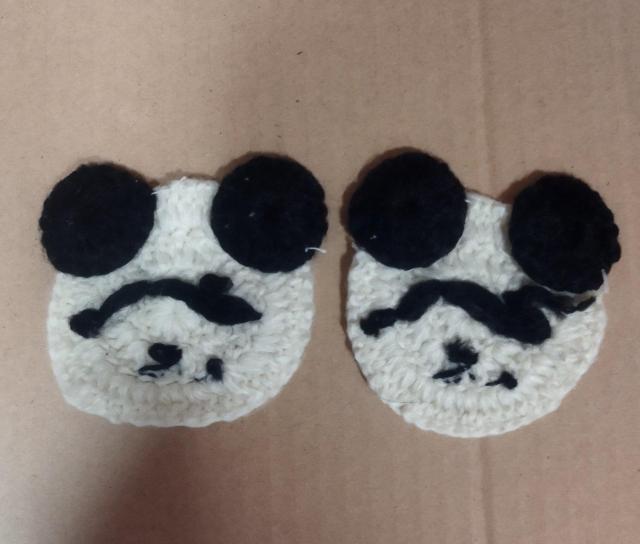 パンダのニットモチーフ 2個 アップリケ、パッチなどに < ペット/手芸/園芸  パンダのニットモチーフ 2個 アップリケ、パッチなどに < ペット/手芸/園芸の