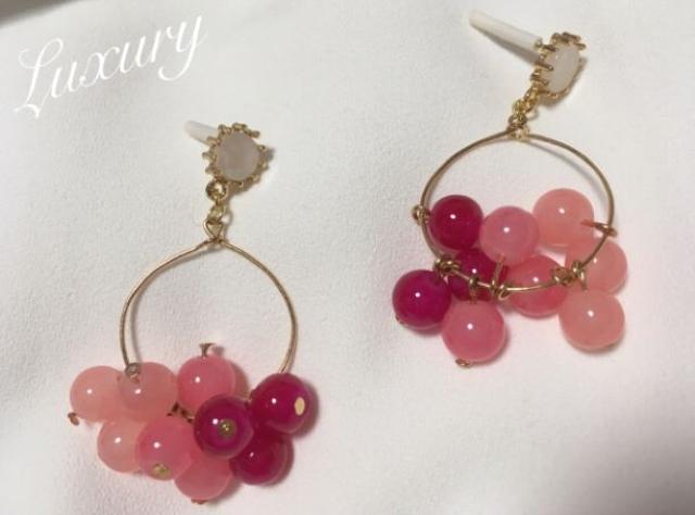 フープビジューピアス【新品未使用】Pinkピンク×Goldゴールド < 女性アクセサリー/時計  フープビジューピアス【新品未使用】Pinkピンク×Goldゴールド < 女性アクセサリー/時計の