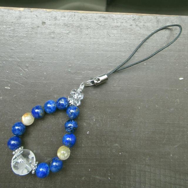 龍彫水晶xラピスラズリxルチルクォーツストラップ 天然石 < 家電/AV 龍彫水晶xラピスラズリxルチルクォーツストラップ 天然石 < 家電/AVの