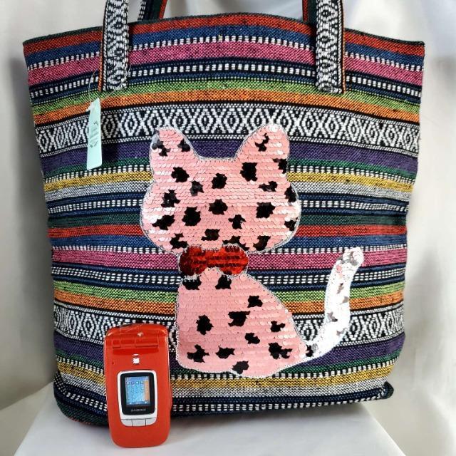★ゴブラン織り&スパンコール猫デザイン!トートバッグ★ < 女性ファッション  ★ゴブラン織り&スパンコール猫デザイン!トートバッグ★ < 女性ファッションの