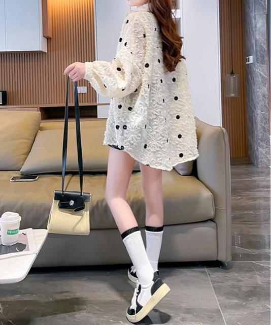 送料無料 新品 ドット柄カーディガン シースルートップス < 女性ファッション  送料無料 新品 ドット柄カーディガン シースルートップス < 女性ファッションの