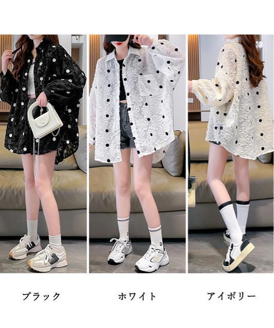 送料無料 新品 ドット柄カーディガン シースルートップス < 女性ファッション  送料無料 新品 ドット柄カーディガン シースルートップス < 女性ファッションの