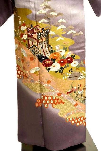 【最高級】新品同様 暈し染め 本金箔 金駒シシュウ 御所車吉祥花文 1つ紋 色留袖 身丈154.5cm 裄63.5cm T3460 < 女性ファッション  【最高級】新品同様 暈し染め 本金箔 金駒シシュウ 御所車吉祥花文 1つ紋 色留袖 身丈154.5cm 裄63.5cm T3460 < 女性ファッションの