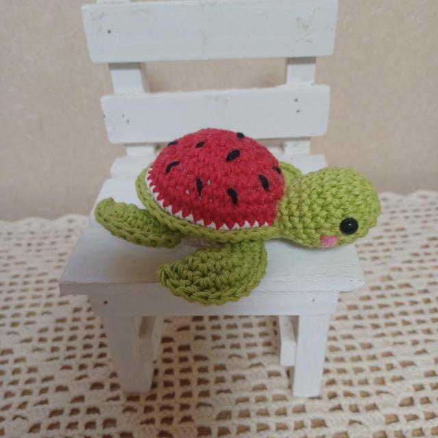 ☆Hand made☆ 海ガメちゃんbabyΑ*西瓜Ver.*あみぐるみ < ペット/手芸/園芸  ☆Hand made☆ 海ガメちゃんbabyΑ*西瓜Ver.*あみぐるみ < ペット/手芸/園芸の