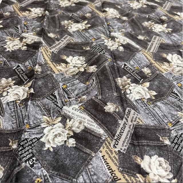 ハンドメイド 未使用生地 カット生地 デニムプリント 約110×50cm < ペット/手芸/園芸 ハンドメイド 未使用生地 カット生地 デニムプリント 約110×50cm < ペット/手芸/園芸の