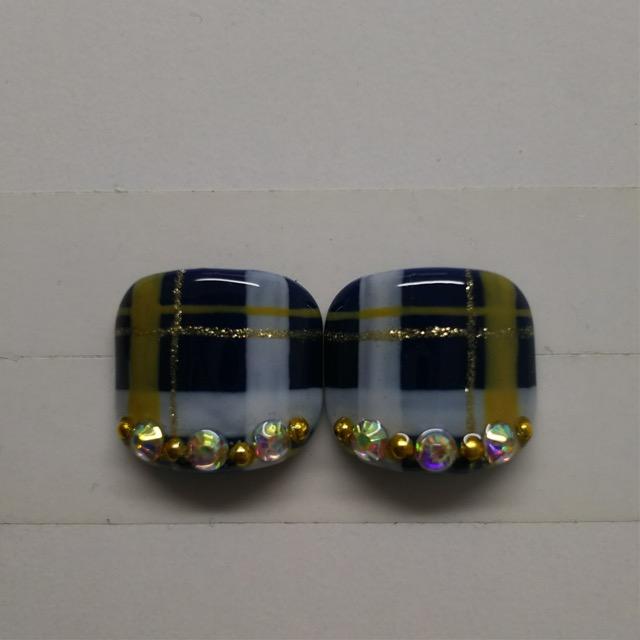 LBNYLA☆親指ペディ♪ネイビーチェック柄、大人、ダーク < 香水/コスメ/ネイル LBNYLA☆親指ペディ♪ネイビーチェック柄、大人、ダーク < 香水/コスメ/ネイルの