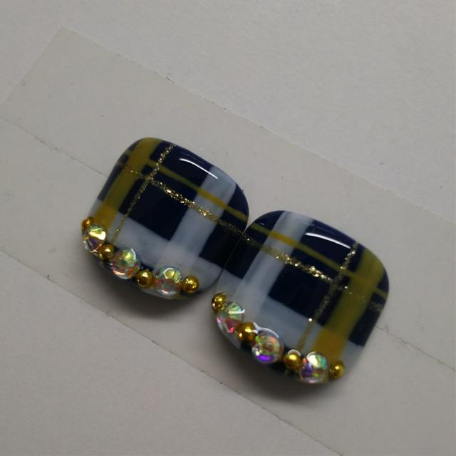 LBNYLA☆親指ペディ♪ネイビーチェック柄、大人、ダーク < 香水/コスメ/ネイル LBNYLA☆親指ペディ♪ネイビーチェック柄、大人、ダーク < 香水/コスメ/ネイルの