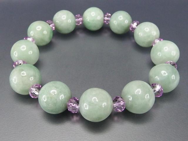 AAひすい天然石色合い良好本翡翠13mmボタンビーズブレスレット < 女性アクセサリー/時計  AAひすい天然石色合い良好本翡翠13mmボタンビーズブレスレット < 女性アクセサリー/時計の