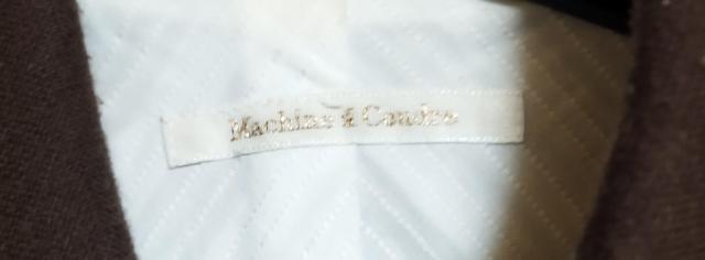 マシーン&コンドル 焦げ茶白青斜めストライプ 丸衿 ウールジャージジャケット < 女性ファッション  マシーン&コンドル 焦げ茶白青斜めストライプ 丸衿 ウールジャージジャケット < 女性ファッションの