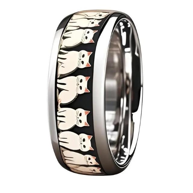 爆ヤス価格490円★18mm かわいい猫のリング - ステンレススチール、黒い猫のデザインUSAサイズ7号(日本サイズ14) < 女性アクセサリー/時計  爆ヤス価格490円★18mm かわいい猫のリング - ステンレススチール、黒い猫のデザインUSAサイズ7号(日本サイズ14) < 女性アクセサリー/時計の