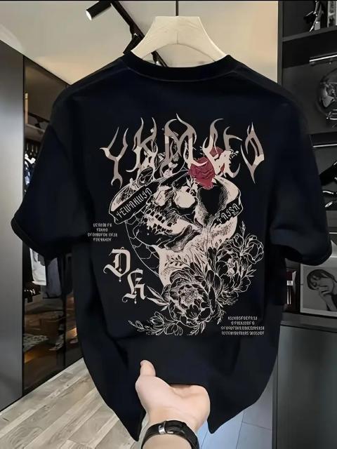 超お買い得1390円★メンズヘビーウェイトコットングラフィックTシャツ - スカル&フローラルデザイン 日本サイズXL 黒 < 男性ファッション  超お買い得1390円★メンズヘビーウェイトコットングラフィックTシャツ - スカル&フローラルデザイン 日本サイズXL 黒  < 男性ファッションの