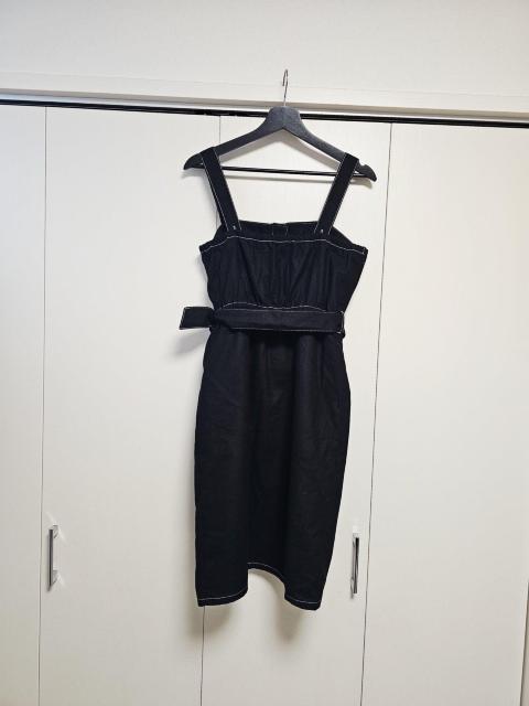 2PINK 前ボタン 膝丈ワンピース 黒 L < 女性ファッション 2PINK 前ボタン 膝丈ワンピース 黒 L < 女性ファッションの