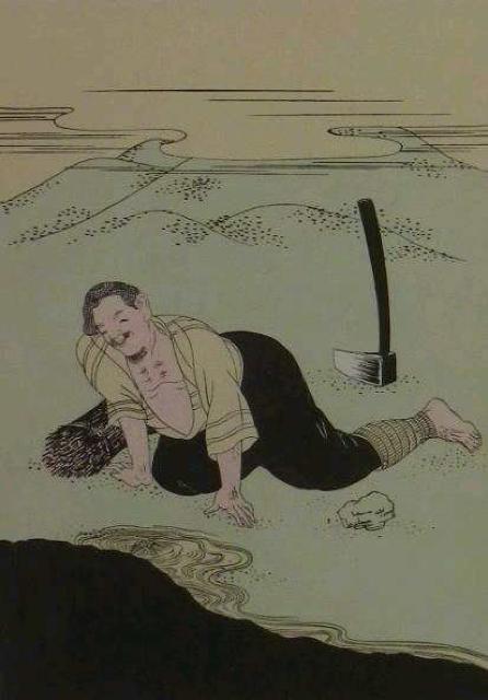 絵画 ポショワール 藤田嗣治 養老の滝・日本昔噺より《3》巨匠 真作保証 < ホビー 絵画 ポショワール 藤田嗣治 養老の滝・日本昔噺より《3》巨匠 真作保証 < ホビーの