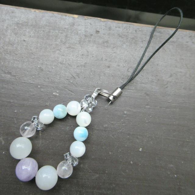 ラベンダーアメジストxムーンストーンxラリマーストラップ < 家電/AV ラベンダーアメジストxムーンストーンxラリマーストラップ < 家電/AVの