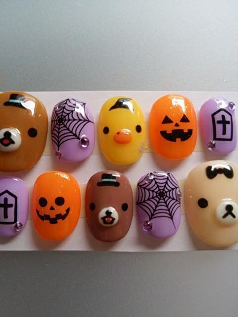 最終売り切りsale☆ジェルネイル.くま&ヒヨコフェイス.ハロウィン.ショート < 香水/コスメ/ネイル  最終売り切りsale☆ジェルネイル.くま&ヒヨコフェイス.ハロウィン.ショート < 香水/コスメ/ネイルの