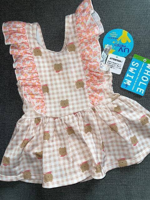 ♯新品♯UVプロテクト SUNblock  ワンピース 水着  花柄フリルも可愛い クマさん柄  80   B  テディベア < キッズ/ベビー  ♯新品♯UVプロテクト SUNblock  ワンピース 水着  花柄フリルも可愛い クマさん柄  80   B  テディベア  < キッズ/ベビーの