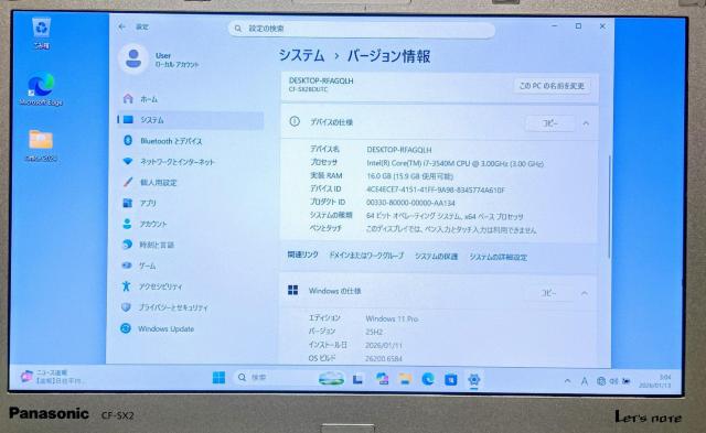 Panasonic Let'snote Corei7 ������16GB SSD512GB Web�J���� DVD Windows11 �� PC�{��/���Ӌ@��� 