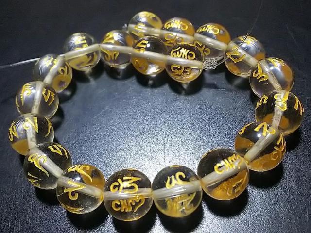 天然石★水晶 六字真言(金彫り)10mm 半連 < 女性アクセサリー/時計 天然石★水晶 六字真言(金彫り)10mm 半連 < 女性アクセサリー/時計の