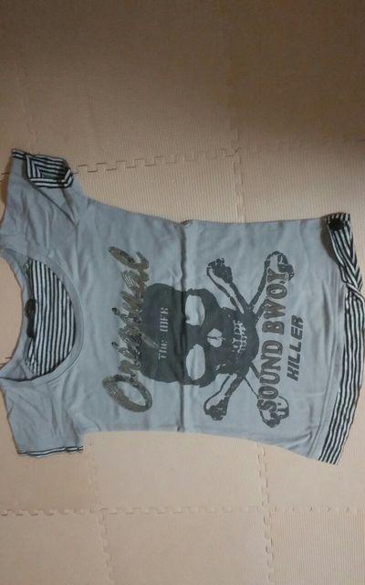 FLOWER CIRCLE グレーTシャツ ドクロ < 女性ファッション  FLOWER CIRCLE グレーTシャツ ドクロ  < 女性ファッションの