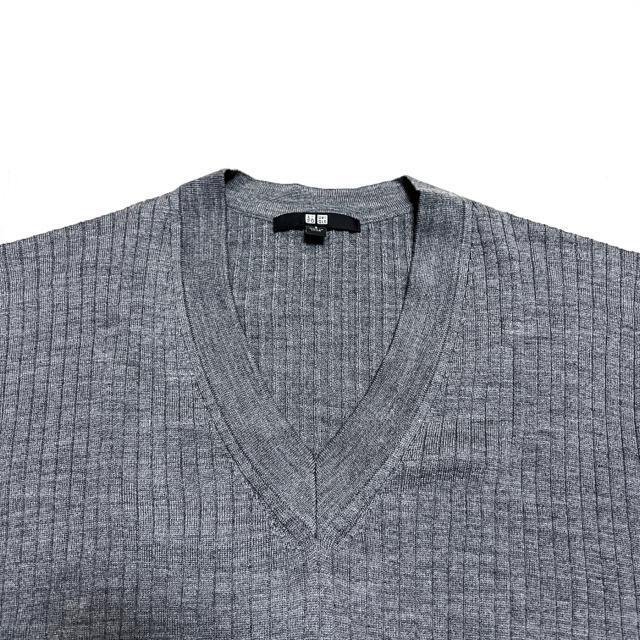 【美品】リブ編みVネック ウールニット/UNIQLO/レディースS/グレー < ブランド  【美品】リブ編みVネック ウールニット/UNIQLO/レディースS/グレー < ブランドの