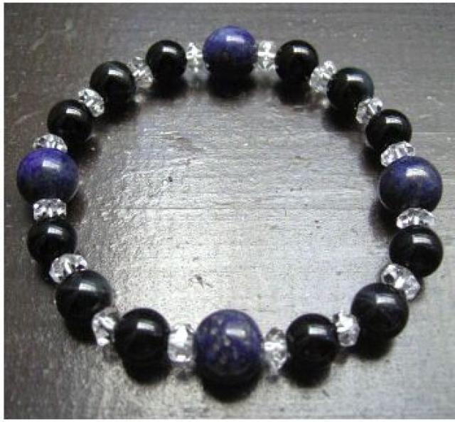 ラピスラズリxオニキスx黒水晶xホークアイブレスレット < 男性アクセサリー/時計 ラピスラズリxオニキスx黒水晶xホークアイブレスレット < 男性アクセサリー/時計の