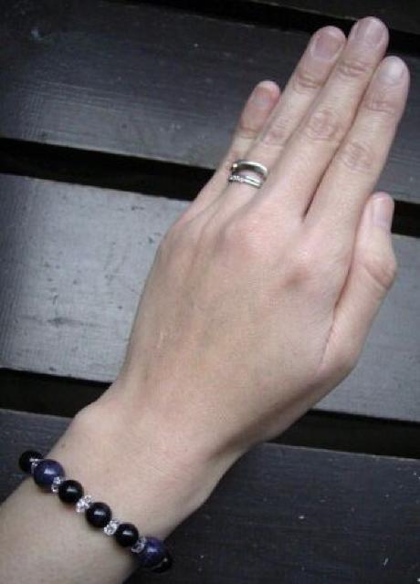 ラピスラズリxオニキスx黒水晶xホークアイブレスレット < 男性アクセサリー/時計 ラピスラズリxオニキスx黒水晶xホークアイブレスレット < 男性アクセサリー/時計の