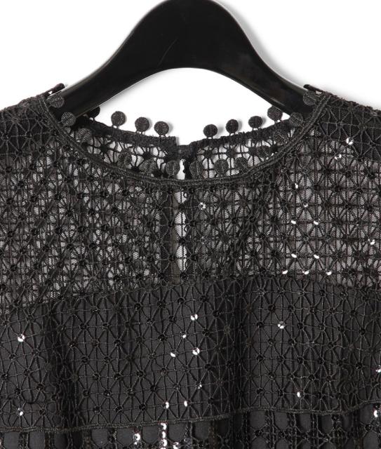 GRACECONTINENTALdiagramメッシュレースドレスワンピース黒 < ブランド GRACECONTINENTALdiagramメッシュレースドレスワンピース黒 < ブランドの