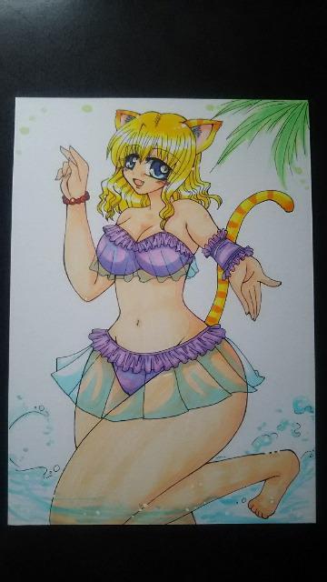自作イラスト オリジナル 【猫耳summer★】 同人 手描き < アニメ/コミック/キャラクター  自作イラスト オリジナル 【猫耳summer★】 同人 手描き  < アニメ/コミック/キャラクターの