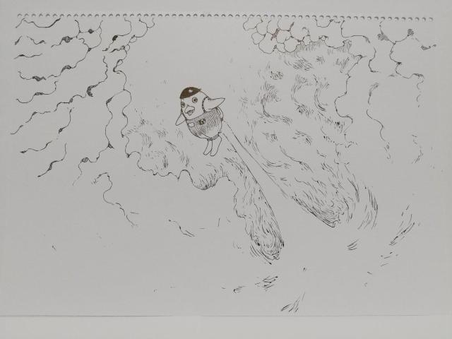 オリジナルイラスト★手描きイラスト★ロケットペンギンくん★ハンドメイド インテリア 絵 原画 アナログ アート モノクロ 白黒 鳥 < アニメ/コミック/キャラクター  オリジナルイラスト★手描きイラスト★ロケットペンギンくん★ハンドメイド インテリア 絵 原画 アナログ アート モノクロ 白黒 鳥 < アニメ/コミック/キャラクターの