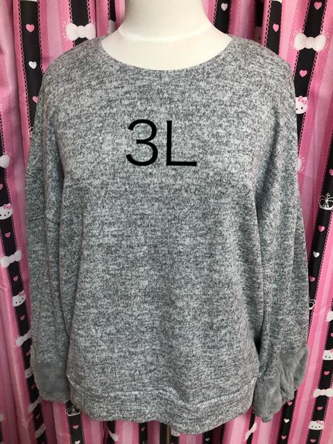 新品タグ付き★3L★ニットトップス★お袖もふもふデザイン★グレー系 < 女性ファッション  新品タグ付き★3L★ニットトップス★お袖もふもふデザイン★グレー系  < 女性ファッションの