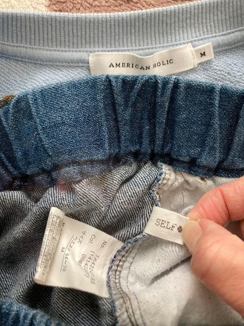 AMERICAN HOLICミニ裏毛プルオーバー/self-serviceコクーンデニム < ブランド AMERICAN HOLICミニ裏毛プルオーバー/self-serviceコクーンデニム < ブランドの