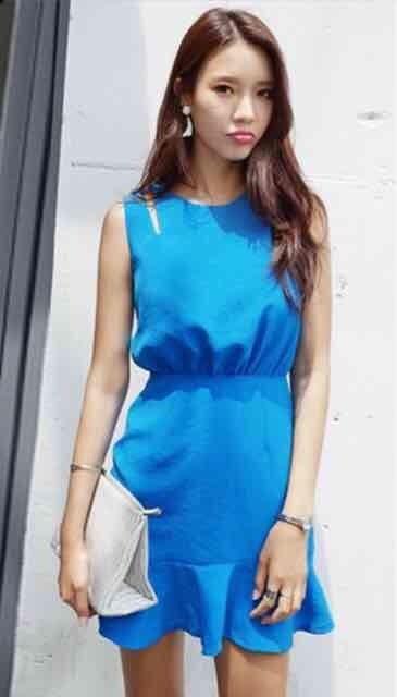 DABAgirl青ブルーオープンショルダーフレアワンピース韓国ドレス < 女性ファッション DABAgirl青ブルーオープンショルダーフレアワンピース韓国ドレス < 女性ファッションの