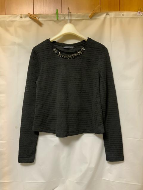 ◆ザラ「黒 ビジュー付き 長袖トップス」 < ブランド  ◆ザラ「黒 ビジュー付き 長袖トップス」  < ブランドの