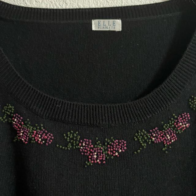 エル ELLE ニット セーター レディース 丸襟 花柄 無地 長袖 < ブランド エル ELLE ニット セーター レディース 丸襟 花柄 無地 長袖 < ブランドの