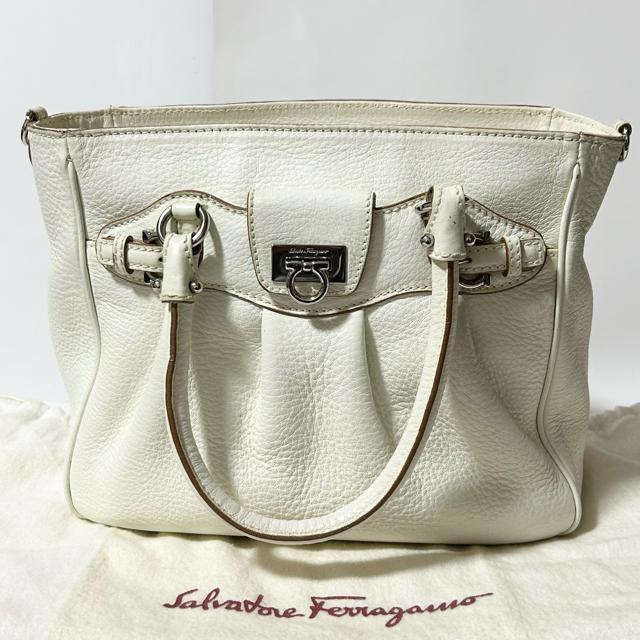 Salvatore Ferragamo �t�F���K�� AB-21-7421 �K���`�[�j ���U�[ �n���h�o�b�O �A�C�{���[ �V���o�[ �� �u�����h�� 