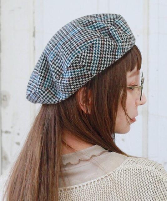 定価4,290円●Crisp●チェックベレー帽●グレー×ブルー < ブランド  定価4,290円●Crisp●チェックベレー帽●グレー×ブルー < ブランドの