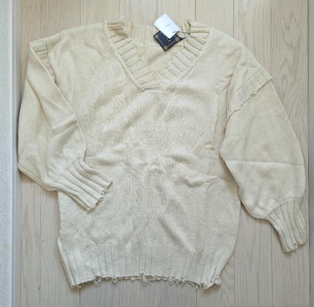 L★GYLE★深Vネッククラッシュデザインロングニット★新品 < 女性ファッション  L★GYLE★深Vネッククラッシュデザインロングニット★新品  < 女性ファッションの