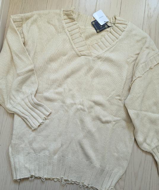 L★GYLE★深Vネッククラッシュデザインロングニット★新品 < 女性ファッション  L★GYLE★深Vネッククラッシュデザインロングニット★新品 < 女性ファッションの