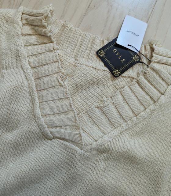 L★GYLE★深Vネッククラッシュデザインロングニット★新品 < 女性ファッション  L★GYLE★深Vネッククラッシュデザインロングニット★新品 < 女性ファッションの