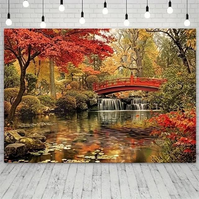 特別提供品1190円★レトロ京都庭園の滝と紅葉の橋の背景 - 春と夏のイベントに最適な多目的パーティー装飾 100cn×150cm < インテリア/ライフ  特別提供品1190円★レトロ京都庭園の滝と紅葉の橋の背景 - 春と夏のイベントに最適な多目的パーティー装飾 100cn×150cm < インテリア/ライフの