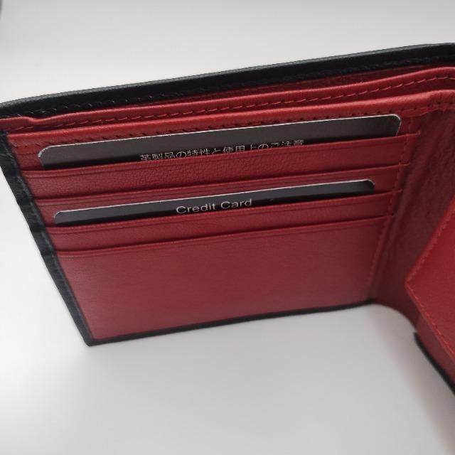 未使用★ラッフィナート 二つ折り財布 メンズ 本革 レザー 小銭入れ カード4枚 ブラック×レッド < 男性ファッション 未使用★ラッフィナート 二つ折り財布 メンズ 本革 レザー 小銭入れ カード4枚 ブラック×レッド < 男性ファッションの