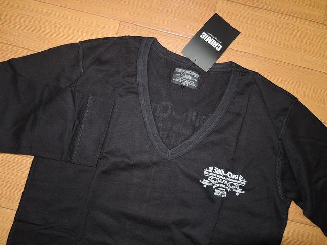 新品CRIMIEクライミー7分丈カットソーS黒VネックロンTシャツ < ブランド 新品CRIMIEクライミー7分丈カットソーS黒VネックロンTシャツ < ブランドの