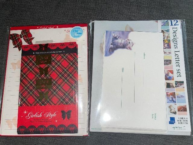 ♯未使用♯レターセット ねこちゃん 12柄 &リボン チェック  2点セット < インテリア/ライフ  ♯未使用♯レターセット ねこちゃん 12柄 &リボン チェック  2点セット  < インテリア/ライフの