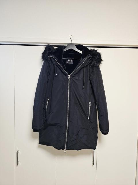 ZARA フードファー ハーフ丈コート 黒 M < ブランド ZARA フードファー ハーフ丈コート 黒 M < ブランドの
