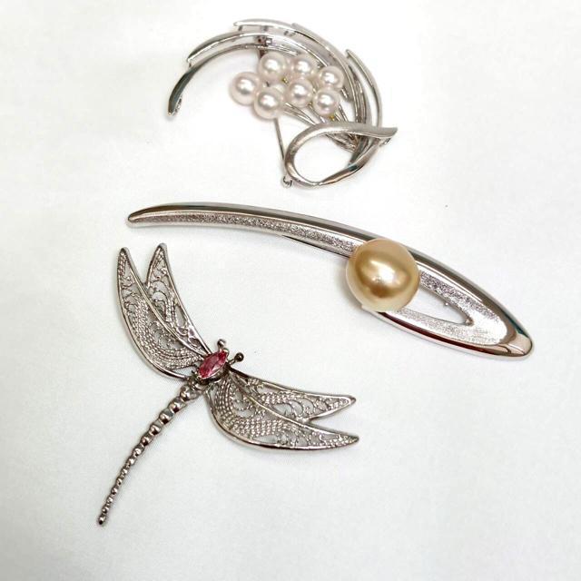 SILVER刻印 ブローチ 3点 パール ゴールデンパール シルバー < 女性アクセサリー/時計 SILVER刻印 ブローチ 3点 パール ゴールデンパール シルバー < 女性アクセサリー/時計の