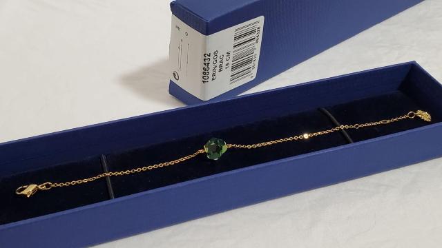 正規未 レア スワロフスキー リフレクションクリスタル スワンチャームチェーンブレスレット 緑石L×ロゴアイコン 付属有○調節可 < ブランド  正規未 レア スワロフスキー リフレクションクリスタル スワンチャームチェーンブレスレット 緑石L×ロゴアイコン 付属有○調節可 < ブランドの