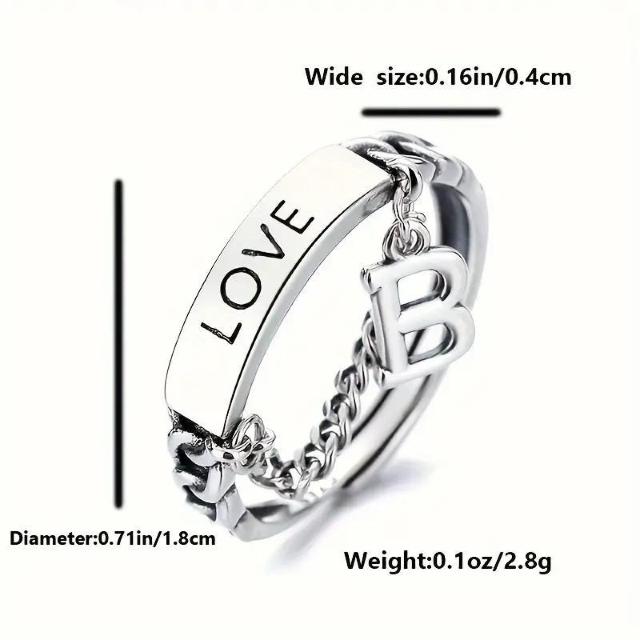 超お買い得1090円★女性用s925純銀製英語文字ラブタッセルチェーン 調節可能リング 低アレルギー指数指輪約2.8g < 女性アクセサリー/時計 超お買い得1090円★女性用s925純銀製英語文字ラブタッセルチェーン 調節可能リング 低アレルギー指数指輪約2.8g < 女性アクセサリー/時計の