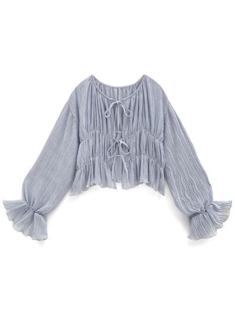 【美品】【ノーブランド扱い】前後2Wayリボンワッシャーシフォンカーディガン M < 女性ファッション 【美品】【ノーブランド扱い】前後2Wayリボンワッシャーシフォンカーディガン M < 女性ファッションの